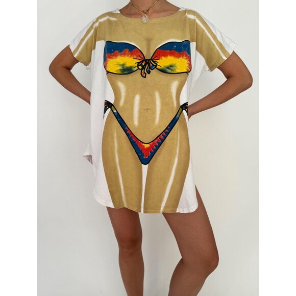90s vintage bikini body graphic novelty funny beach vacation coverup tee shirt - Picture 2 of 10